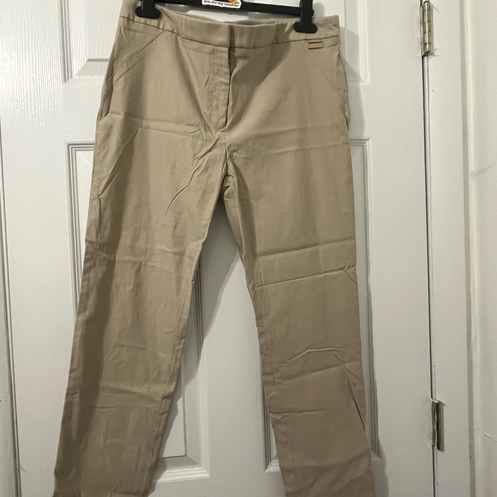 NWT Calvin Klein Tan Trousers Classic Fit Cotton Blend